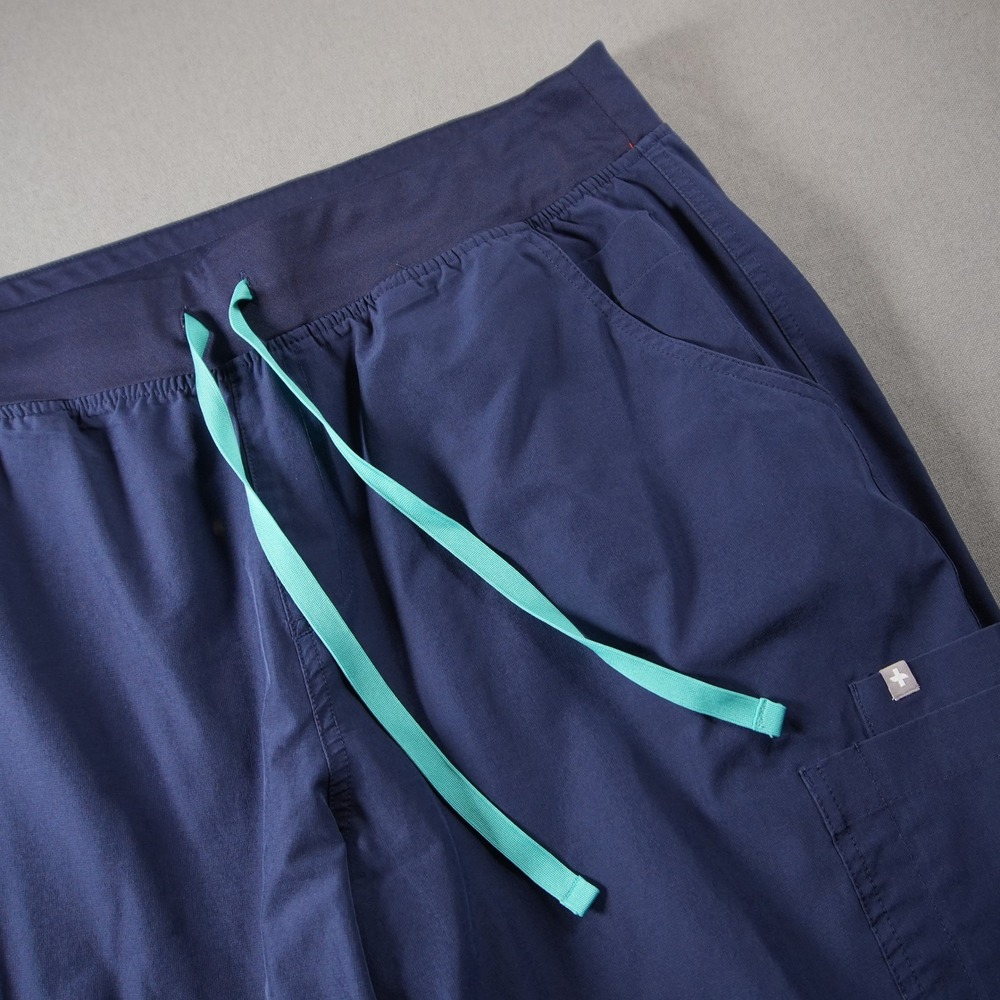 FIGS High Waisted Yola Skinny Scrub Pants Tiel Drawstring Women XL Medical Blue